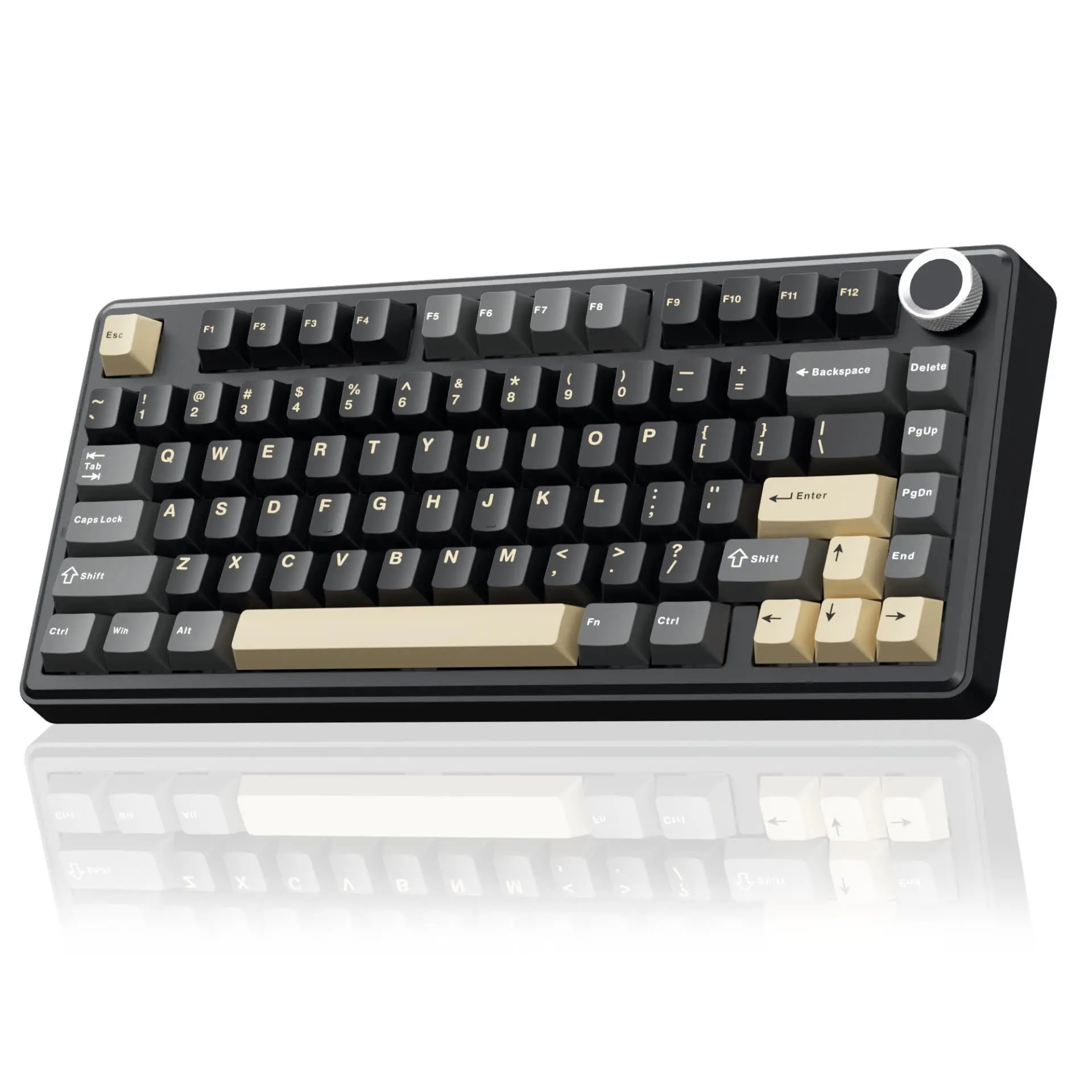 SOLAKAKA A75 Gasket Mechanical Keyboard Wireless - 75% Creamy Keyboard for Gamers, Hot Swappable, PBT Keycaps, RGB Lights, Multi-Mode Tri Mode Bluetooth 2.4G USB C, Multi Function Knob, Cross-Platform for PC Mac, Keyboards for Work