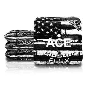Cluster Flux USA Flag Bricks Black and White Cornhole Bags | ACE Pro Stamped, Set of 4