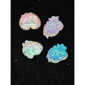 513 4PCS Glitter Candy Shell Beads | Iridescent Resin Ocean Shell Spacer Beads for DIY Pens & Jewelry