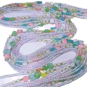 Crystal Mixt Butterfly Waistbeads Tie on Women's Adornment Body Jewelry with Touch of Glow in the Dark for Daily Use