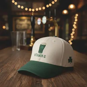 Vitamin G Embroidered Two Tone Color Baseball Hat, Funny St. Patrick Beer Lovers Hat, Irish Shamrock Guinness, Beer Dad Drinking Hat