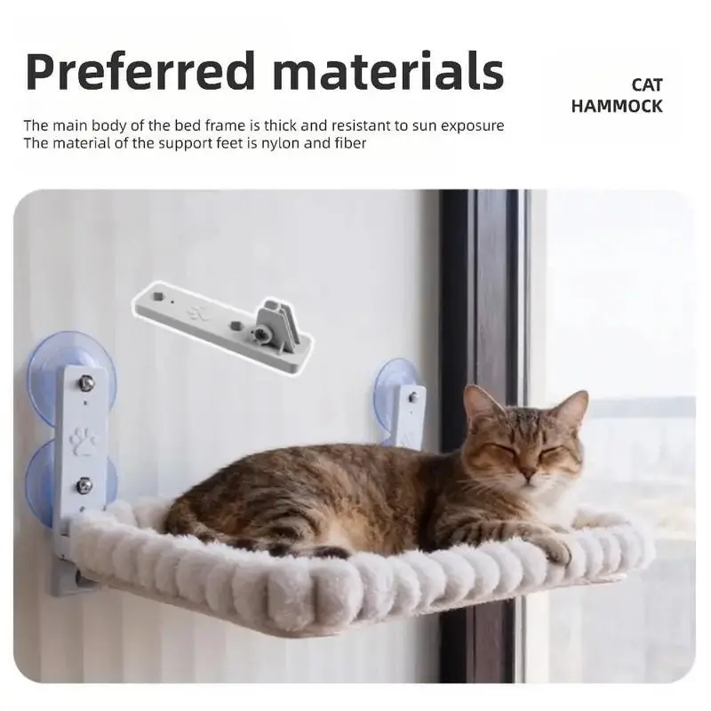 Soft Pom-pom Edge Cat Window Hammock, Space-Saving Sunbathing Perch Home