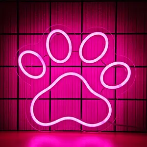 Cat Dog Paw Neon LED Sign, USB Powered,Dimmable Led Cat Foot Neon Light, Pet Shop, Dog House Esthetics Wall Art Decor