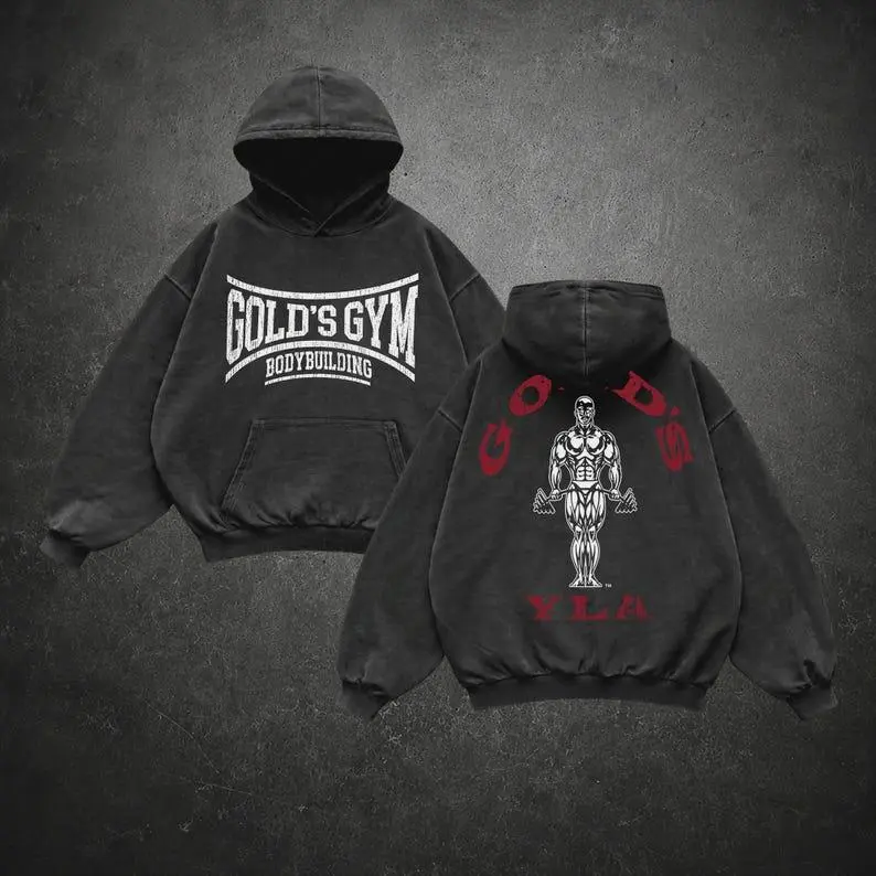 Vintage Washed Heavyweight Bodybuilding Hoodie, Classic Fitness Pump Cover Pullover, Oversized Gym Apparel