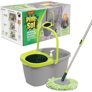 Spin Mop and Set - Microfiber Mop Head with Extendable Handle and Easy Wring - Multi Surface System for Wet Mopping