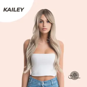 JBEXTENSION 25 Inches Curly Cold Blonde Wig With Bangs KAILEY