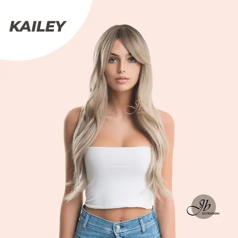 JBEXTENSION 25 Inches Curly Cold Blonde Wig With Bangs KAILEY