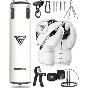 Punching Bag for Adults, 4ft PU Heavy Boxing Bag Set 12OZ Gloves for MMA Muay Thai Kickboxing  Home Gym, Martial Art (Unfilled)