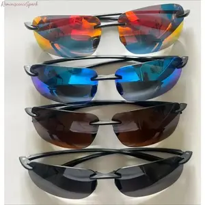 4Pack Unisex Lightweight Polarized Sports Sunglasses TR90 Rimless Frame UV400 Protection Shades for Running Fishing Baseball Cycling Driving & Outdoor Activities