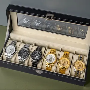 Valentine's Day 6-piece boxed watch with men's steel straps is suitable for wearing at parties, and is a men's gift suitable for festivals