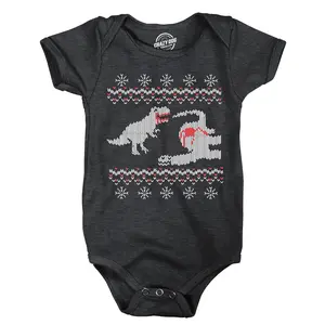 Dinosaur Snack Baby Bodysuit Funny Sarcastic Ugly Christmas Graphic Novelty Jumper For Infants Funny Baby Onesies Christmas Clothes for Baby Novelty Onesie Black -
