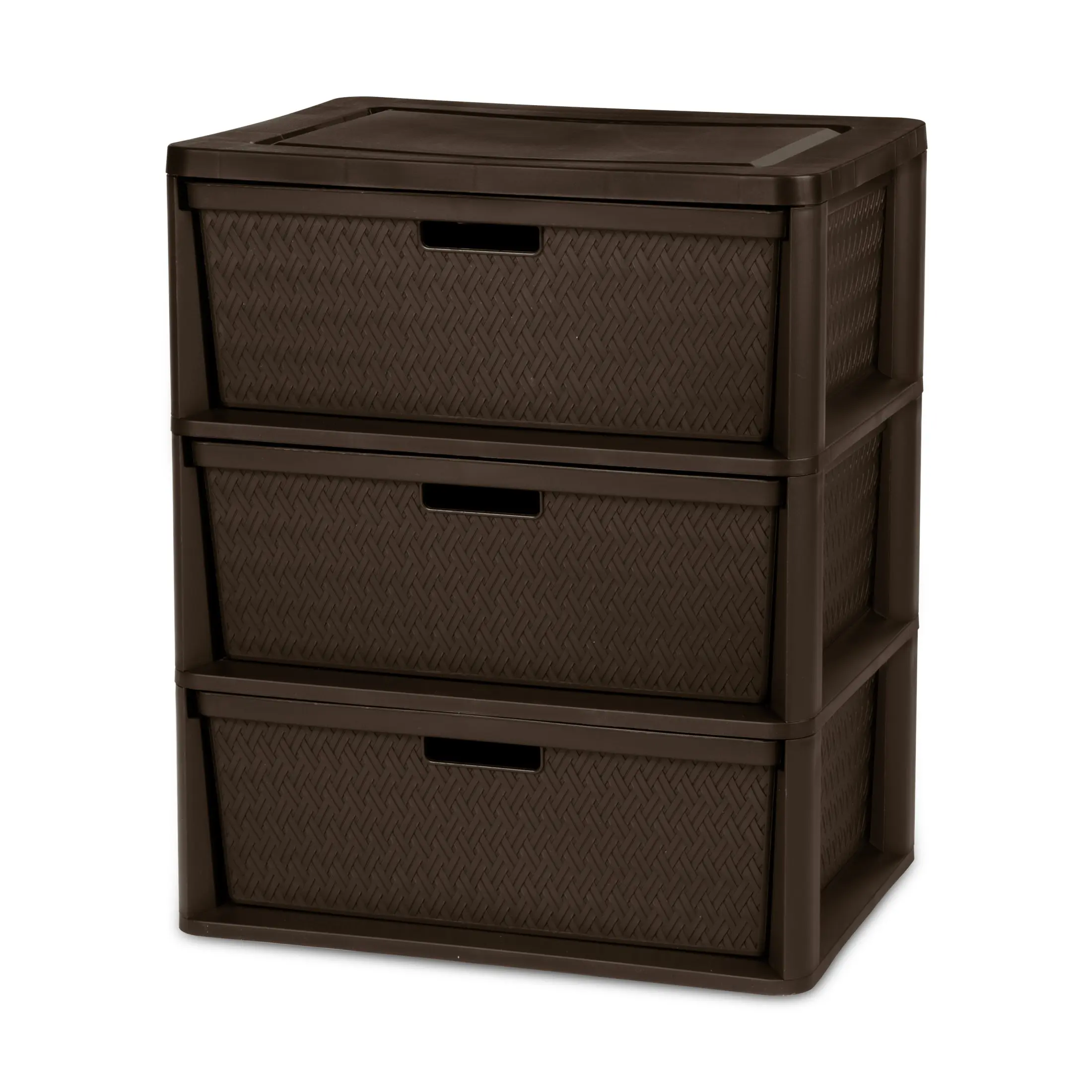 Sterilite Wide 3 Drawer Storage Tower with Bins Brown