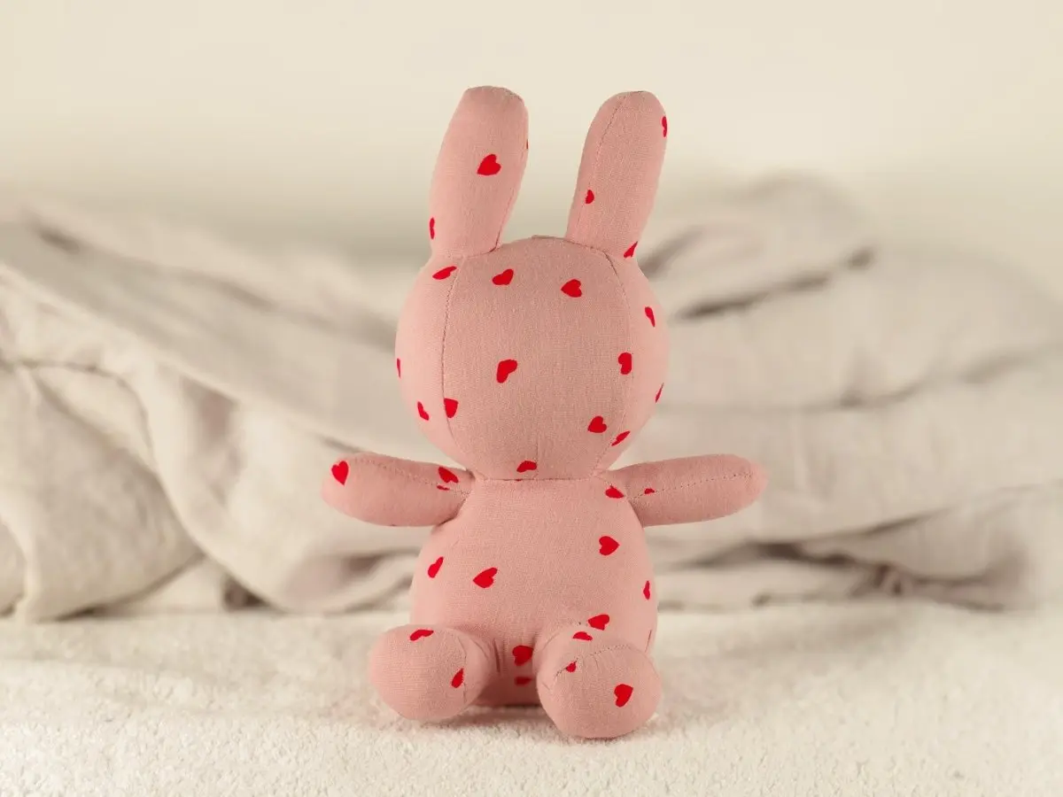 Handmade Cotton Bunny Plushie – Pink Heart