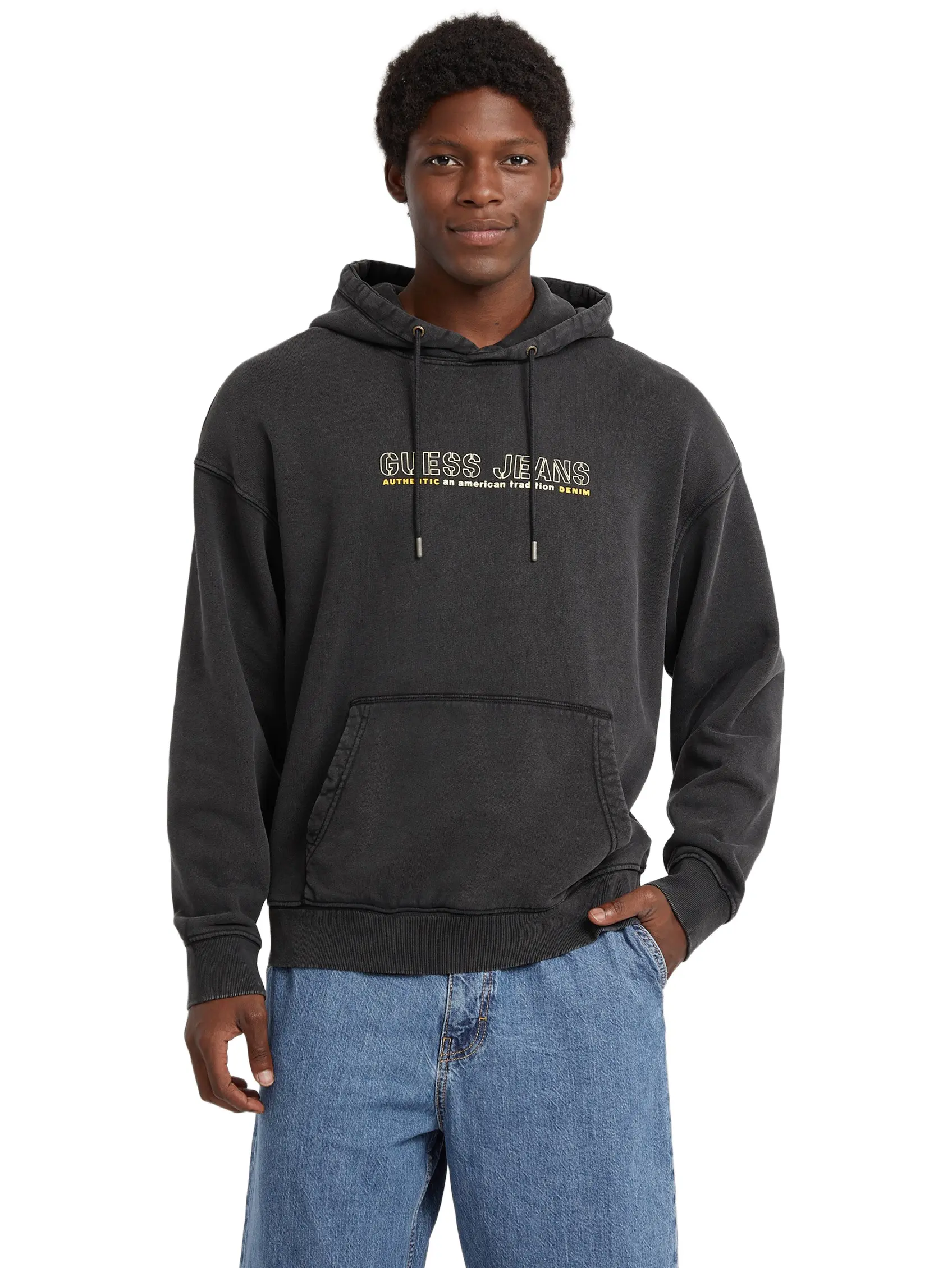GUESS Jeans Male Outline Logo Hoodie