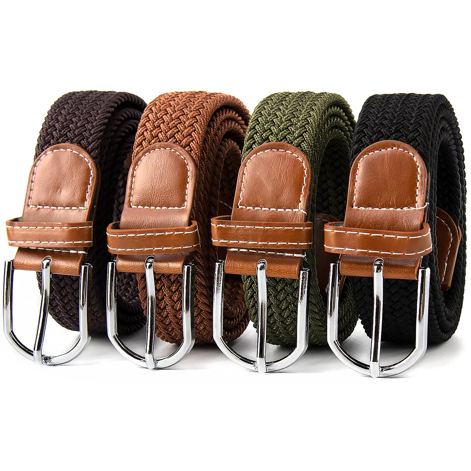 (6 Styles) New Elastic Band Men'S And Women'S Woven Pure Cotton Waist Belt Alloy Needle Buckle Versatile Waist Belt
