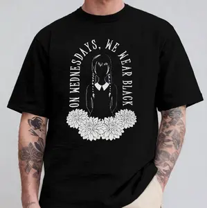 Wednesday Addams Short Sleeve Graphic T-Shirt - Black