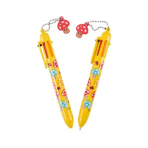 5 1/2" Happy Mushroom Plastic Shuttle Pens with Charm – 12 Pc.
