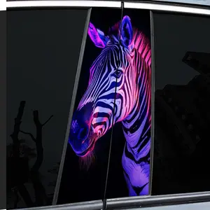 2-Piece, Fuchsia Zebra-themed B-pillar car decal, durable vinyl, semi-matte finish, easy to attach - perfect for glass and metal surfaces, - as well as decorative laptops - helmets - motorcycles