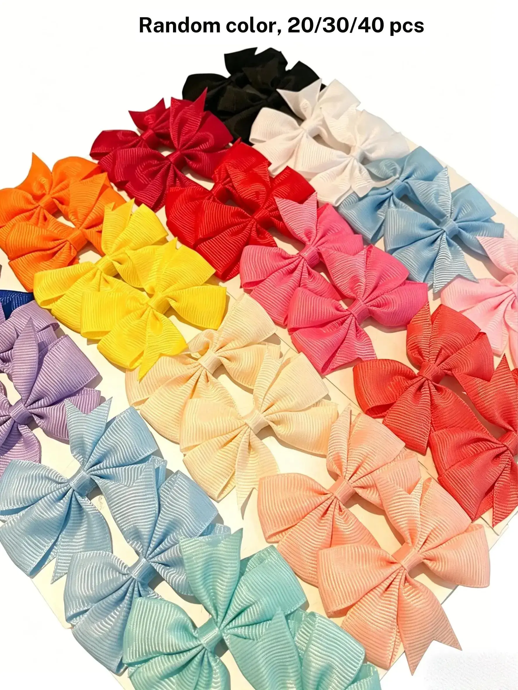 20/30/40 Pcs Random Color Satin Bow Hair Clips, Hair Clip Set, Cute Child-Friendly Duckbill Clamps, Everyday Versatile Hair Accessories for Girls, Hair Bows