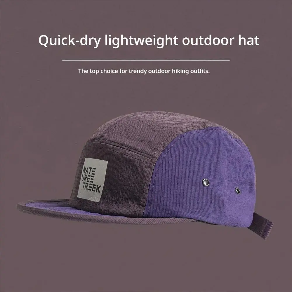 Gorpcore 5-Panel Snapback Cap - Quick Dry Color Block Patchwork Short Brim Hat, Snapback Fit for Men Outdoor Hiking Climbing Streetwear, Colorblock Hats