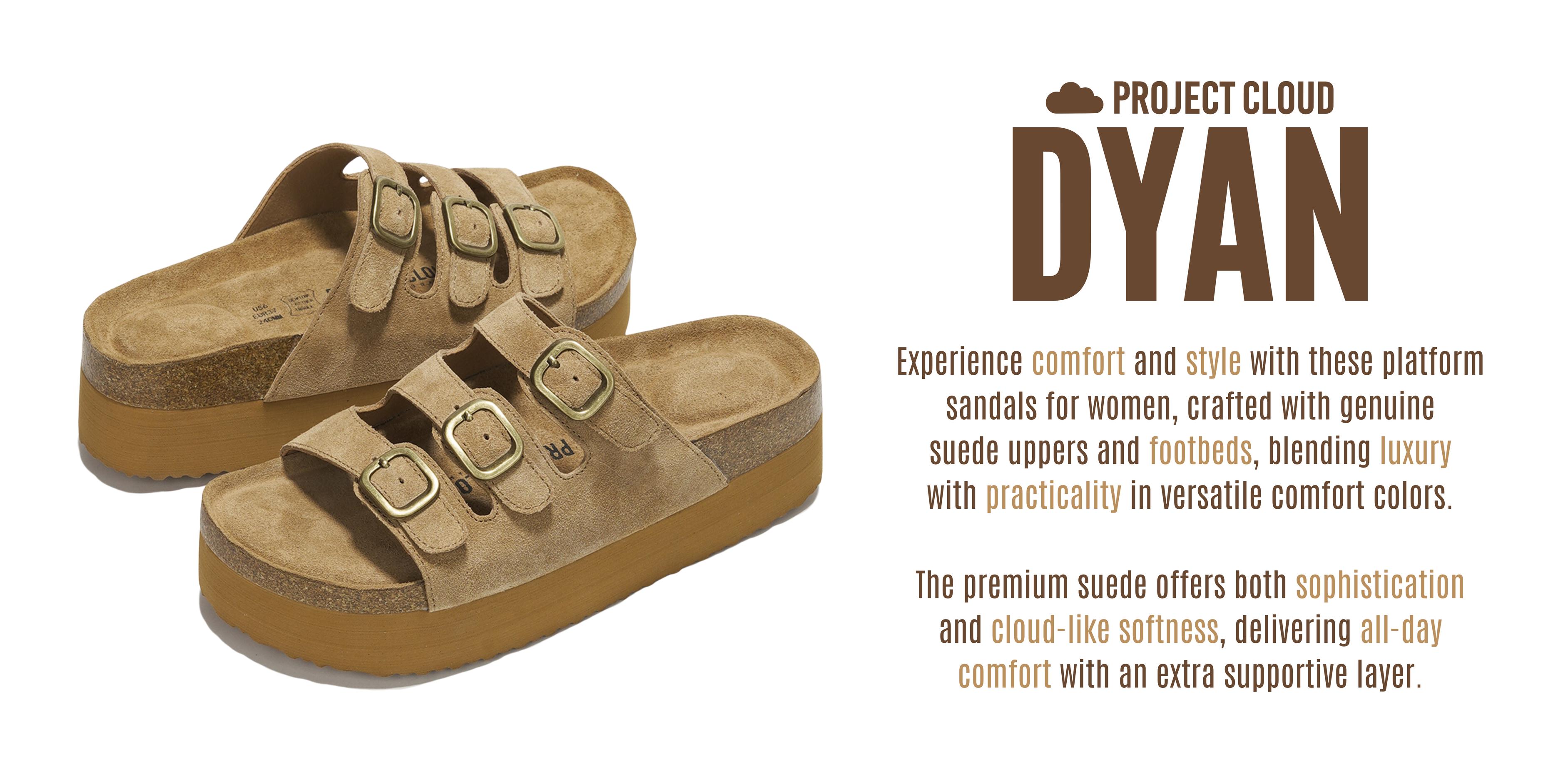 Project Cloud Women's Genuine Suede Wedge Sandals | Casual Summer Walking Footwear | Memory Foam | Lightweight Non-Slip – Dyan