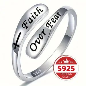S925 Sterling Silver Inspirational Ring | Adjustable Unisex Design | Elegant Simple Style | Clothing Matching & Unique Gift