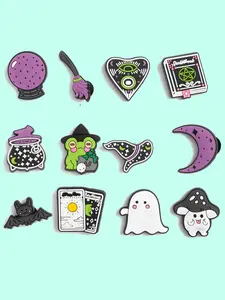 Cartoon Witch Series Shoe Charm, Cute Halloween Themed Shoe Decoration for Women & Girls, Fashionable Shoes Decoration for Clogs, PVC Charms, Playful Charms
