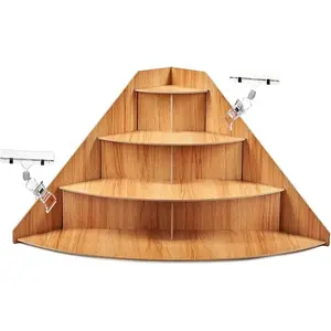 4-Tier Wooden Display Riser Stand, Countertop Rack for Retail, Craft Shows, Farmers Market, Candles & Soap Display