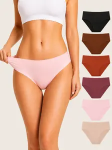 Women's Seamless Ice Silk Low-Rise Bikini Briefs - Invisible, Soft, Breathable Everyday Wear Panties underwear season elegant funny fitness period quasti affordable lingerie high-waisted elastic waist 15 set solid color comfortable lady floral lace