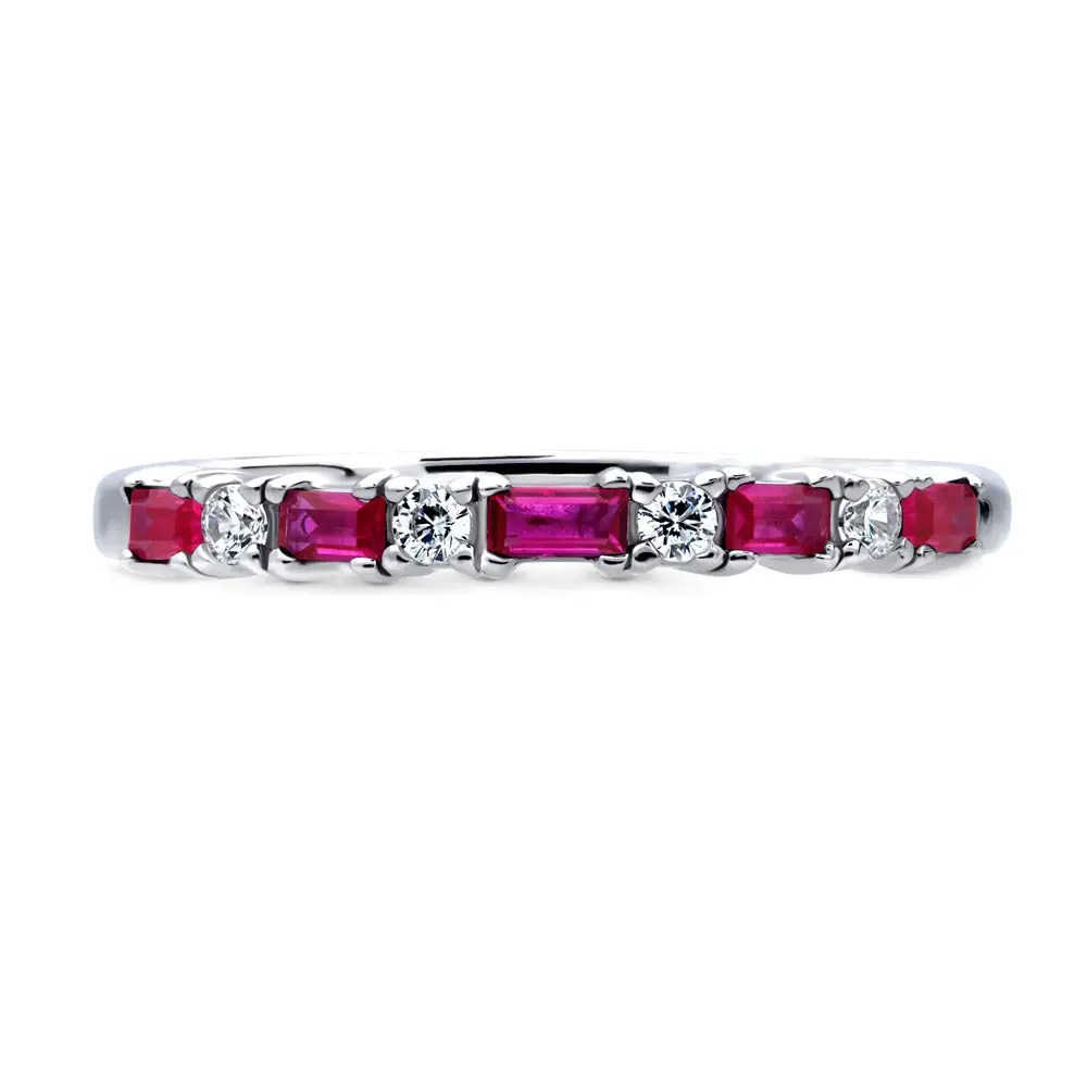 BERRICLE Sterling Silver Art Deco Rings Stackable Half Eternity Band Ring for Women, Cubic Zirconia CZ