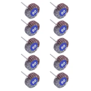 10 Pack Abrasive Flap Wheel Sander 80 Grit 1/8 inch Shank for Drill Grinding Polishing Sanding Wheels Rotary Tool