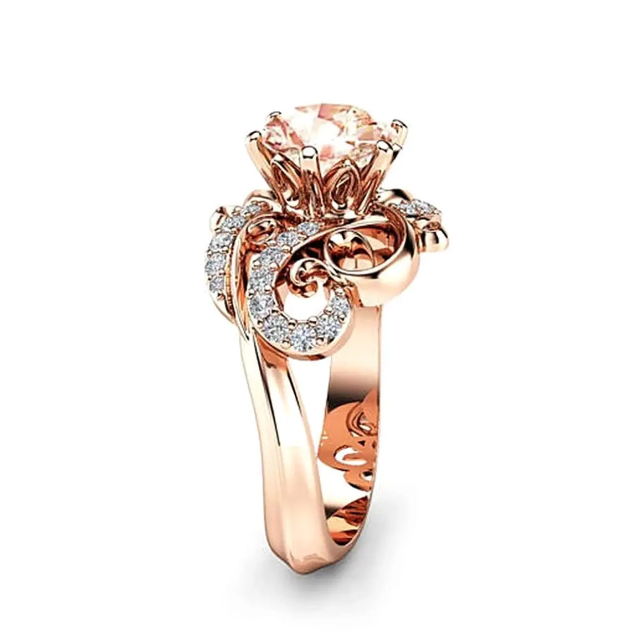 14K Gold Plated Diamond Butterfly Ring, Elegant Sterling Silver Couple Band, Wedding and Engagement Jewelry