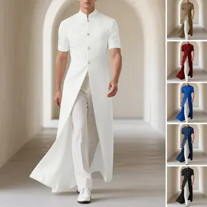 INCERUN Men's Elegant Autumn Retro Blazer｜Stand Collar Split Hem Design｜Artistic Wear for Daily & Party Occasions