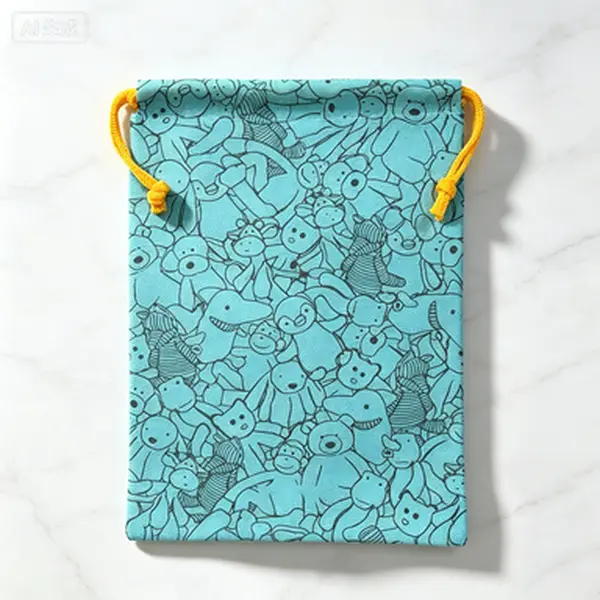 Blue Cute Animal Sketch Drawstring Bag Party Favor Gift Packaging Pouches
