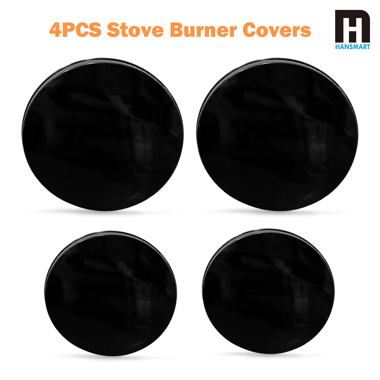 4PCS Black Heat Resistant Stove Burner Covers, Non-Stick Gas Stove Protector Mats, Kitchen Accessories for Gas Range Cooktop  Round Smooth