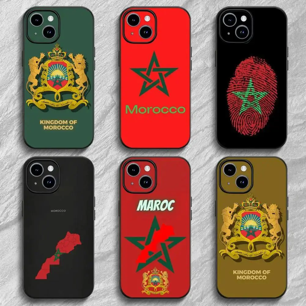 Morocco Flag Phone Case Black Frosted Soft TPU Protective Cover For iPhone 11-17 Pro Max/Plus & Samsung Galaxy S23-S25
