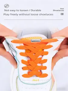 1 Pair Pack Flat No-Tie Elastic Shoelaces Metal Capsule Fixation Lazy Sneakers Laces