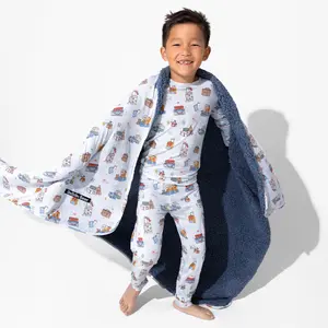 Vintage Suitcases Bamboo Sherpa Blanket