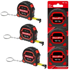 3 count Small Mini Tape Measure, Keychain Measuring, Metric and Imperial Scales, Retractable Pocket Measurement Suitable for Homeowners, HT0252
