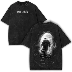 valentine shirts Resurrection Walk Oversized Graphic Tee: Washed Heavy Cotton, Faith Streetwear