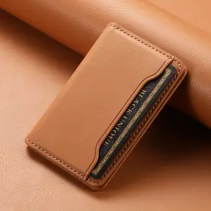 Luxury Faux Leather Flip Pocket Card Storage Magnet Mobile Phone Magnetic Buckle Stand Wallet Black/Brown/Blue/Khaki For Unisex Relatives Friends and Elders Holiday Gift