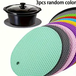 3 Piece Kitchen Heat Resistant Mats Set, Coasters, High Temperature Proof Pads for Tabletops, Cooking Pots & Ovens, Non-Slip Easy Clean Design