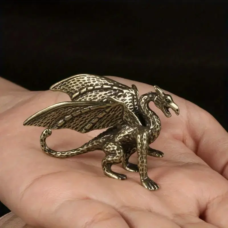 Mythical Copper Dragon Statue Sculpture, Collectible Figurine for Collectors & Enthusiasts, Rustic Style Design, Unique Home Decor Accent, Home Decor Accessory, Decorative Statues, Decorative Ornaments, Decorative Sculptures