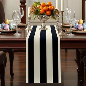 Striped Holiday Theme Table Runner, 2D Flat Print, Vertical Stripes, 100% Polyester Fiber, Spring Decor for Living Room, Dining Room, Hallway