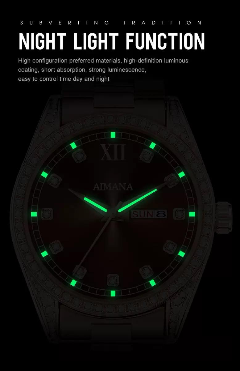 Men’s Business Fashion Quartz Watch, featuring a round full-diamond dial, available in three colors.luminous display, water resistance, and date function. A trendy, versatile, and exquisite timepiece — the perfect gift for birthdays or parties.