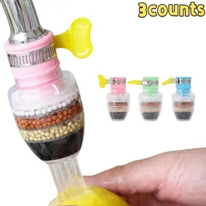 6 Layer Water Filter, 3 Counts Water Filter with Clean Pebbles & Coconut Shell Carbon, Household Kitchen Appliances for Home Use