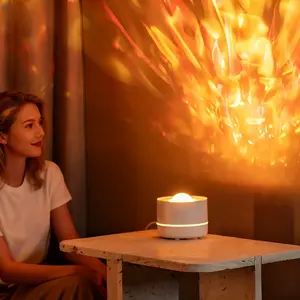 Aurora Wave Mist Diffuser Lamp Soft aurora projection with gentle humidifying mist for cozy rooms and desks. USB powered, oil compatible, low noise for sleep. Romantic Valentine's Day Gift for Couples, Relaxing Anniversary Present & Home Spa.