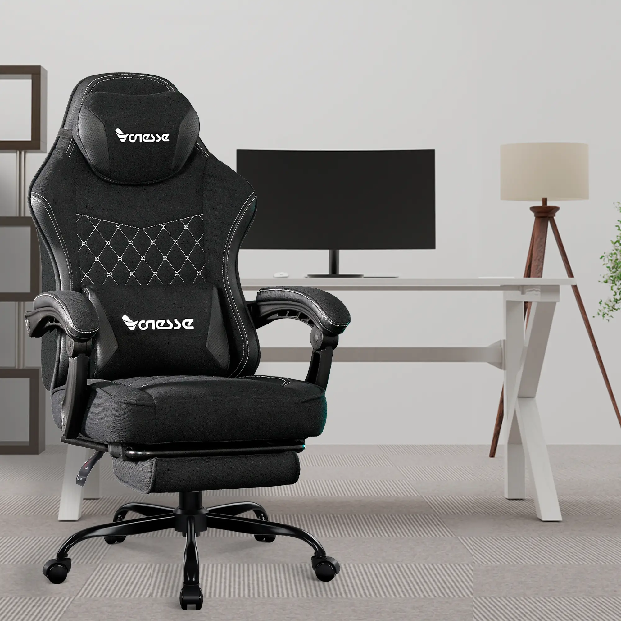 【 Today's flash sale】Vonesse Adult Gaming Chair, High Back Computer Chair, Large Gaming Chair with Foot Pedal and Massage Function, 160° Tilt Gaming C