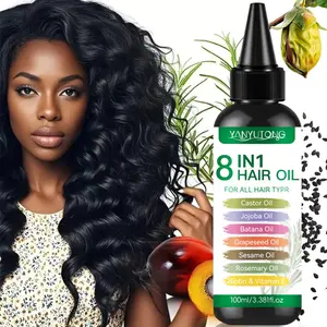 1 Piece/2 Pieces 100ML 8-In-1 Plant Essence Moisturizing Hair Oil, Adds Borage Rosemary Castor Oil, Biotin For Hair, Natural Oil Complex, Lightweight Nourishing, Natural Haircare Formula