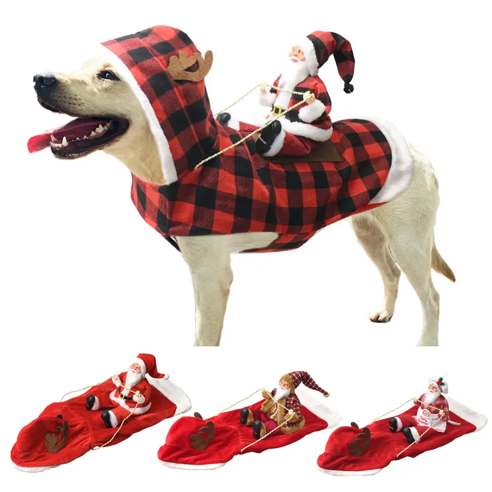 Santa Riding Dog Christmas Costume, Funny Pet Outfit with 3D Claus Figure, Perfect for Holiday Party & Photo